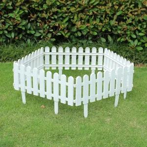 화이트 울타리 화단조성 인테리어 50x20cm 5p세트 원주목 방수목테라스 합성목재 화단경계목 테라스공사