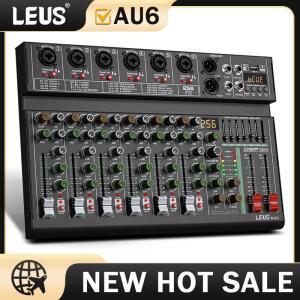 LEUS AU6 채널 오디오 믹서 (256 DSP 이펙트 48V 팬텀 파워 블루투스 or USB 연결 PC 녹음 지원 DJ M)