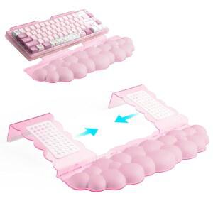 인체공학적 키보드 손목 받침대, 조절 가능한 틸트 스탠드 콤보, 분홍색 아크릴 구름 편안한 지지대, 가정, 사무실 책상을 위한 맞춤형 너비 라이저 - 휴대용 타이핑(핑크)