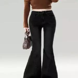 롱 빈티지 가을 청바지 빅사이즈 하이웨스트 여자청바지 슬림핏 와이드 부츠컷 이른 원템3