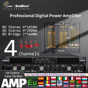 SenMicre D1650 전문 디지털 전력 증폭기 4x1650w 8Ohm 4 채널 DJ 서브우퍼 전치 오디오 라인 어레이 스피