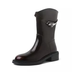 여성 가을 라운드 버클 통굽 부츠 워커 스위트 앵클 워커힐 시크 MN 인기3