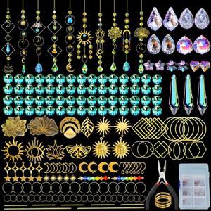 I aMro 400PCS 선캐처 아트 앤 크래프트 크리스탈 공예 키트 DIY 프리즘 실내 창문 걸이 야외 정원 장식 결혼식 크리스마스