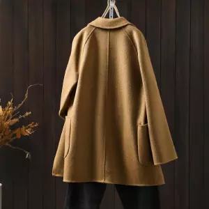 여성 면 울 가을 정장 재킷 짧은 털 양면 캐시미어 코트 넥 원픽3