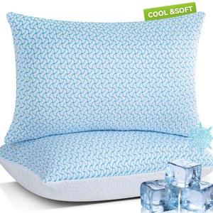 SUPA 모던 파쇄 메모리 폼 베개 퀸 사이즈 세트 2개, 뜨거운 수면자를 위한 쿨링 베드 베개, 옆구리 및 배 조절 가능한 목 어깨 편안함 지원