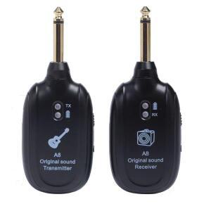 A8 UHF 일렉트릭 기타 무선 시스템 송신기 수신기 세트 로우 대기 시간 기타베이스 용 충전식 내장