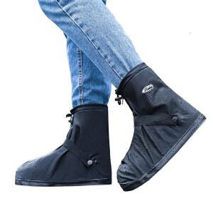 레인 슈 커버 방수 부츠 PVC 고무 밑창 재사용 미끄럼 방지 스노우 오버슈즈 기어 슈즈 내구성 있는 진흙 신발 보호대(블랙, XXXL)