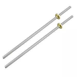 uxcell 300mm 길이 T8 8mm 다이아 리드 스크류 로드 3D 프린터 Z축2pcs용 구리 너트 사다리꼴 나사산이