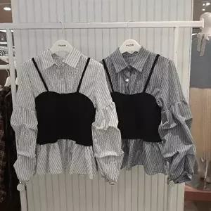 [셀러허브 1]무자크홈플러스17 HC17 러블리셔츠 블루 여성 봄 가을 간절기 블라우스 MQ2WBL47