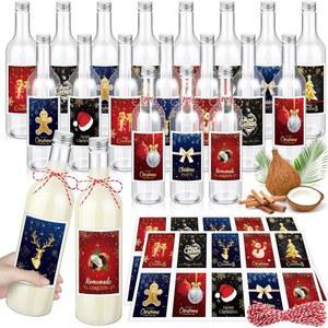 하와위시 20개 세트 크리스마스 코키토 플라스틱 와인 병, 750ml 밀폐 빈 투명 주류 뚜껑 포함, 명절 선물 홈 데코레이션용 스티커 (스타일리시)