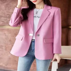 여성코트 핑크 정장 코트 가을 큰 사이즈 캐주얼 심쿵직구