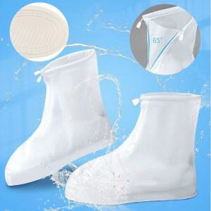 레인 부츠 방수 신발 커버, 샌드 컨트롤 미끄럼 방지 커버 갤러쉬, PVC 고무 밑창 재사용 스노우 오버슈즈 사이클링 야외 캠핑 낚시 정원 여행 (XL, 투명)