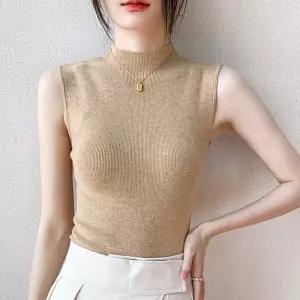 슬림핏 반목니트 나시 목폴라 민소매 이너목티 터틀넥