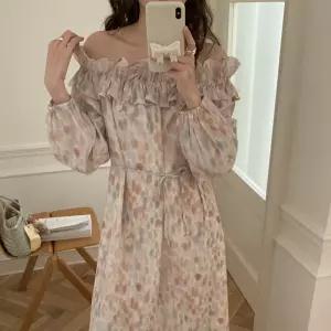 원피스 롱 오프숄더 쉬폰 끈 바캉스핏 보트넥 여자원피스 원템1