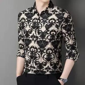 토르 남친 가을 캐주얼 긴팔 상의 칼라 프린트 셔츠 멋진 꽃무늬 OPH3