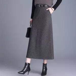 EAMT 스커트 롱 모직 여성용 슬릿 정장 A라인 EUNG1