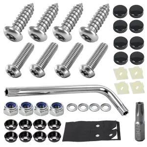 카루즈카 3세대 업그레이드 방지 번호판 나사 키트 방청 스테인리스 스틸 볼트 M6(1/4인치) 캡이 있는