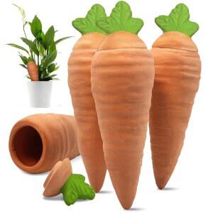 Amoyls 테라코타 급수 스파이크 4개 - 자동 말뚝, 와인 병용 휴가용 식물 급수기, 실내 및 실외 식물에 적합