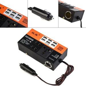 차량용 전원 인버터, 2000W 피크 DC 12V/24V to 110V/220V 컨버터, 트립 6 USB 자동차 액세서리