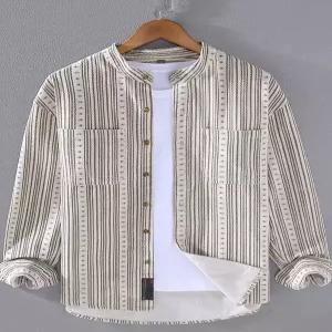 남성 긴팔 쭈리 스트라이프 셔츠 봄가을 코디 캐주얼 외투 상의 심쿵해외구매