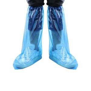 일회용 신발 커버 블루 레인 및 부츠 플라스틱 롱 클리어 방수 미끄럼 방지 오버슈즈 여성용 워터 비 오는 날 사용 (10팩(5켤레))