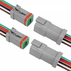 6핀 DT 스타일 IP68 방수 자동차 전기 커넥터 키트 14AWG (UL3266) 그레이 6 와이어 남녀 하네스 트럭