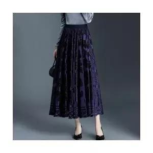 마르소 여성쉬폰스커트 플리츠 스커트 가을 밴딩 허리 망사 롱 UNO3