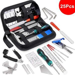 25개 기타 도구 세트 수리 휴대용 가방 포함 우쿨렐레 베이스 유지보수 루티어
