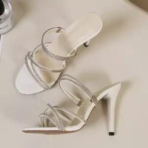 스파이더맨 여자 프렌치 샌들 큐빅미니멀 패션 하이힐 빅사이즈 일자스트랩 투웨이 웨지힐 OPH5