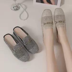 스파이더맨 여성 망사 슬립온 스몰 슬리퍼 샌들 미들힐 웨지힐 반 패션 카멜 OPH5