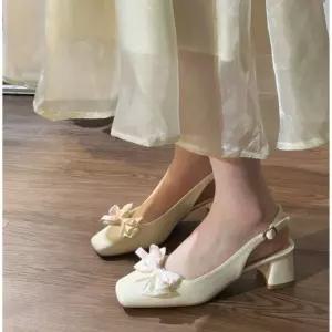 스파이더맨 여친 치마 화동 리본 샌들 통굽 웨지힐 웨딩 피로연 미들힐 부드러운 OPH5