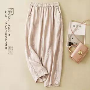 솜브레로스 여자 여름 바지 배기 핏 팬츠 면마 빅사이즈 밴딩 솔리드 슬림 9부 DOS2