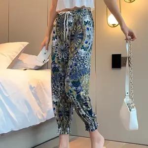 바지 여름긴 냉감 배기 냉장고 통 밴딩팬츠 팬츠 여자 쿨 쿨링 고무줄