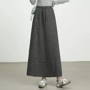 여친 치마 스커트 롱 캐주얼 가을 스트라이프 A라인 슬림핏 허리밴딩 원픽3