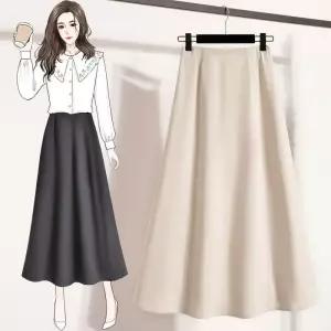 치마 스커트 여자 봄 가을 정장 밴딩 솔리드 A라인 원픽3