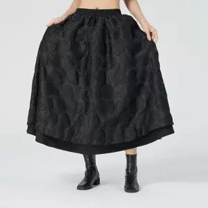 치마 여성용 쉬폰 엠보 플라워 루즈핏 빅사이즈 봄가을 원픽1