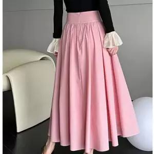 여친 스커트 치마 롱 가을 앞단 A라인 주름 쉬폰 원픽3