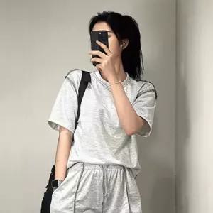 스티치 트레이닝 셋업 반팔 티 반바지 세트 SET