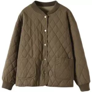 팔콘 여성 여자 하프 울 코트 야구 스탠딩 칼라 숏패딩 퀼팅 박시 점퍼 KKE1