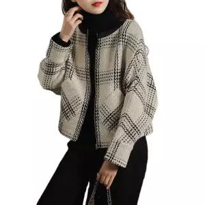 팔콘 여친 하프 블랙 울 보들보들 우아하고 체크 코트 가오리핏 KKE1