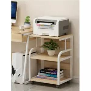 이동식 수납 프린터 거치대 다이3단 책상 선반 테이블 원목+화이트 받침대