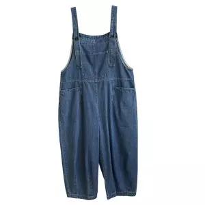 EAMT 여사친 청 루즈핏 멜빵바지 하이웨스트 와이드팬츠 점프슈트 카고 9부 EUNG1