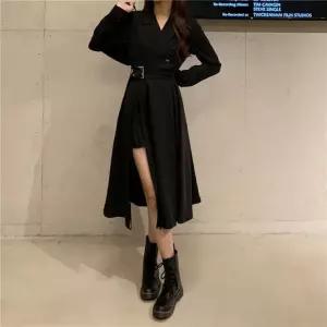 원피스 자켓 패션원피스 A라인원피스 디자인 여성 셔츠형 벨트 롱 롱원피스