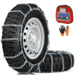 트럭 및 경트럭용 COCO 버드 헤비 듀티 스노우 체인 타이어 체인, 내구성이 뛰어난 고탄소강 미끄럼 방지 디자인, 2종 세트(220295)