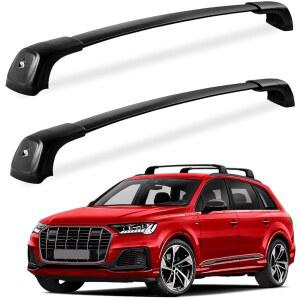 펑유 루프랙 크로스바 260파운드 아우디 Q7 2016 2017년 2018년 2020년 2021년 2023년 2024년(사이드 레일 포함), 헤비 듀티 잠금식 루프탑 알루미늄 블랙 카 캐리어 러기지