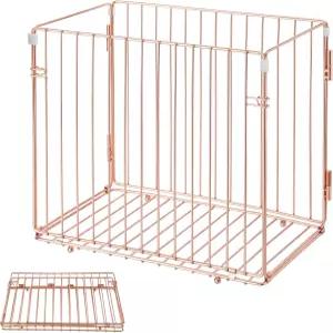 YOMA 걸이 파일 정리함 편지 크기 책상 상자 홈 오피스용 접이식 로즈 골드 금속 보관함 1팩