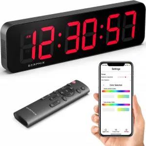 세컨즈 앱 및 리모컨 사용자 지정 가능한 RGB 색상 알람 스톱워치 카운트다운 타이머 시계가 있는 15.2인치