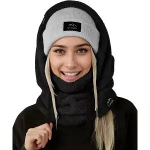 OWNGIGI 겨울 스키 마스크 남녀용 방한 플리스 방풍 얼굴 가리개 후드 스카프 모자 머리 따뜻이