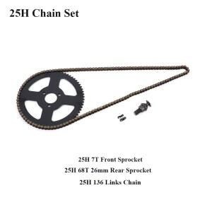 25H 7T 프론트 스프로킷 ATV 링크 포켓 리어 바이크 스트로크 136 쿼드 모토 미니 49CC 체인 26MM 68T