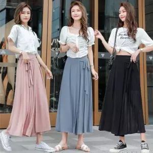 치마바지 와이드 시폰 슬랙스 스커트 롱팬츠 나팔 9부 [f8D7E8E]